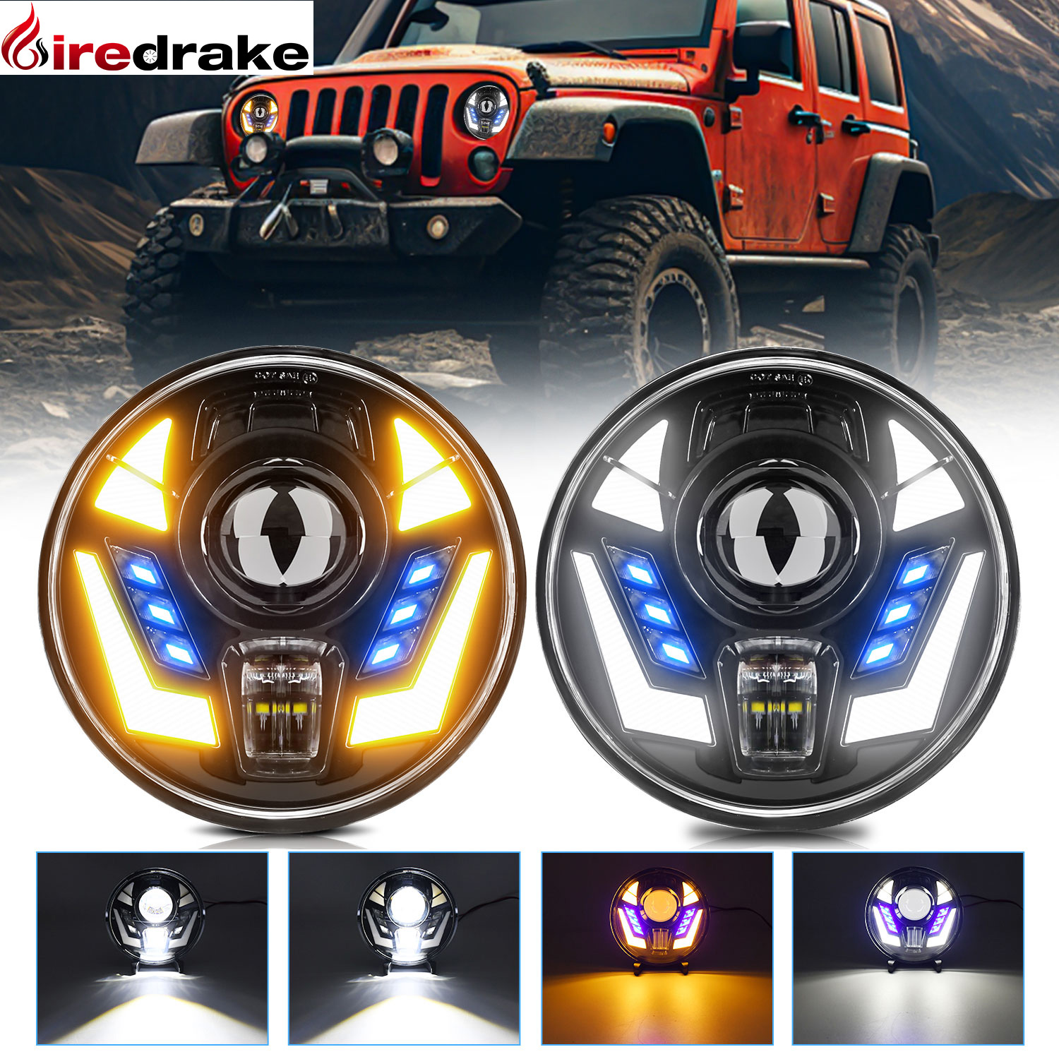 Model Kit Jeep - 7 Inch Wrangler Headlight Led Jeep
