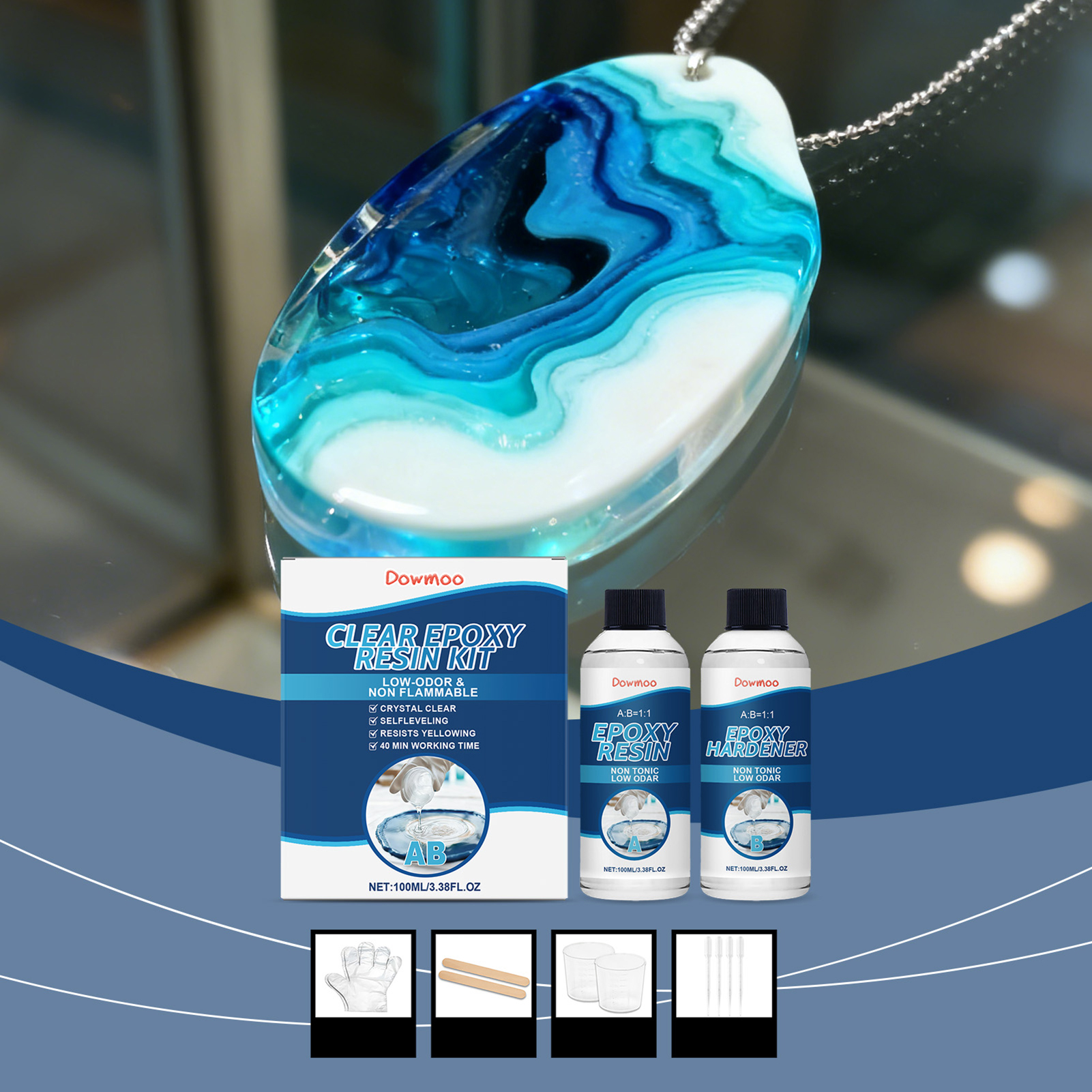Resin Kit Cast - DIY Crystals Clear Epoxys Resin 1:1