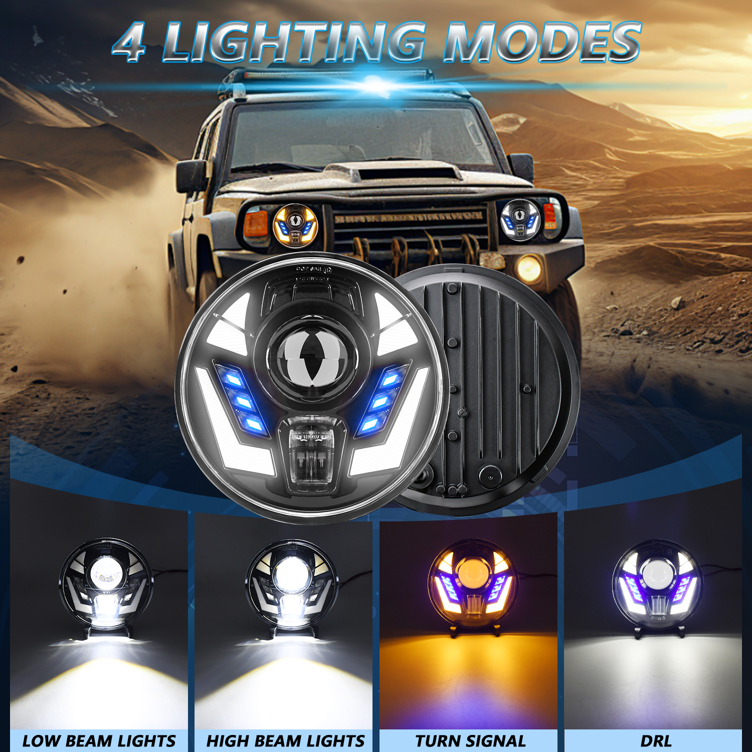 7 Inch Wrangler Headlight Led  - Model Kit Jeep 评论和价格