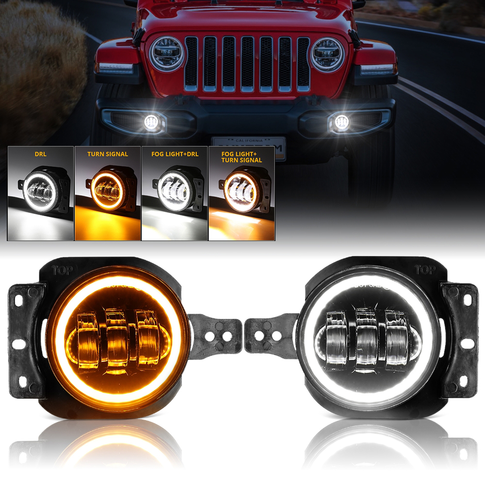 60W LED Front Fog Lights DRL w - Model Kit Jeep 评论和价格