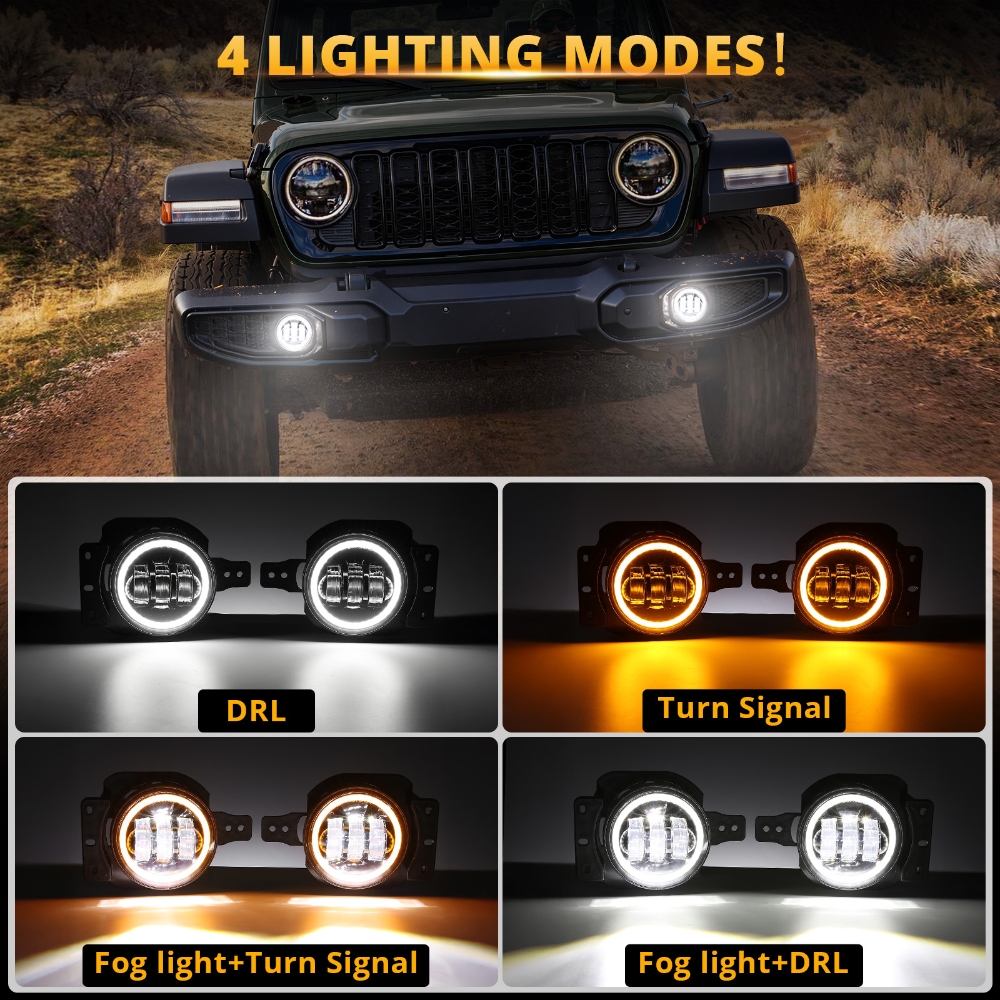 60W LED Front Fog Lights DRL w - Model Kit Jeep 评论和价格