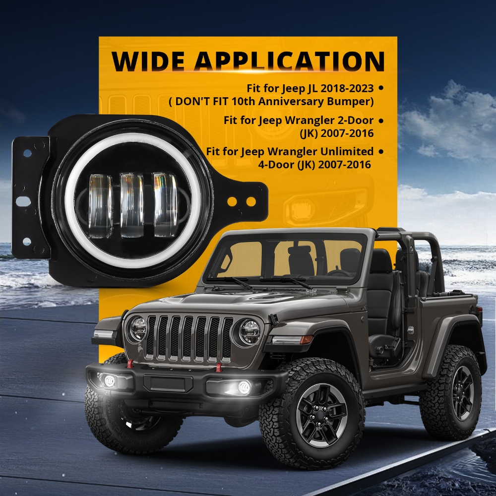 60W LED Front Fog Lights DRL w - Model Kit Jeep 评论和价格