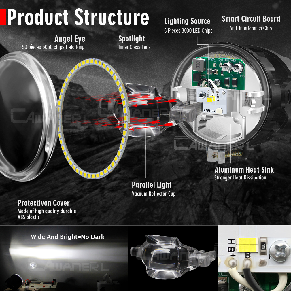 2 X 30W 6000LM LED Angel Eye F - Model Kit Jeep 评论和价格
