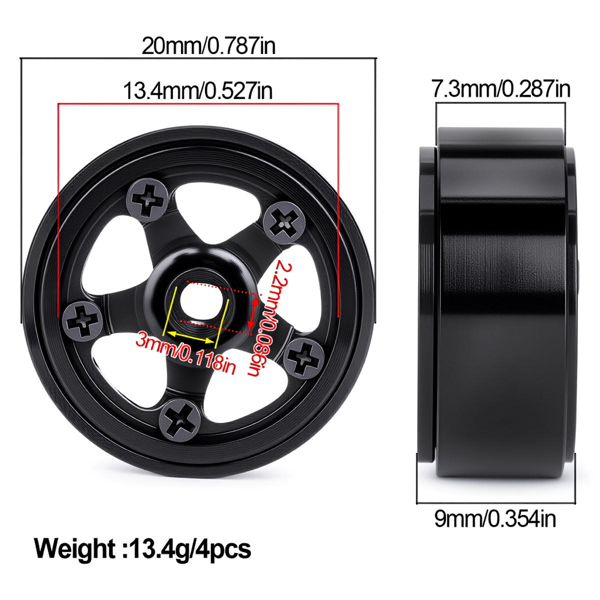 0.7'' Aluminum 5-Spokes Beadlo - Model Kit Jeep 评论和价格